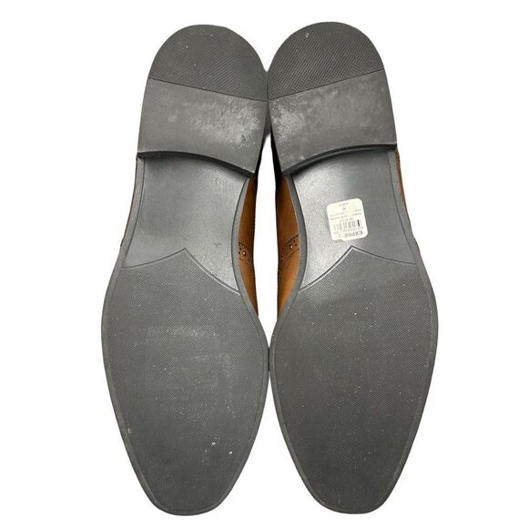 EXPRESS Tan Leather Wingtip Lace Up Oxford Worn Once Size 10 - Picture 12 of 16